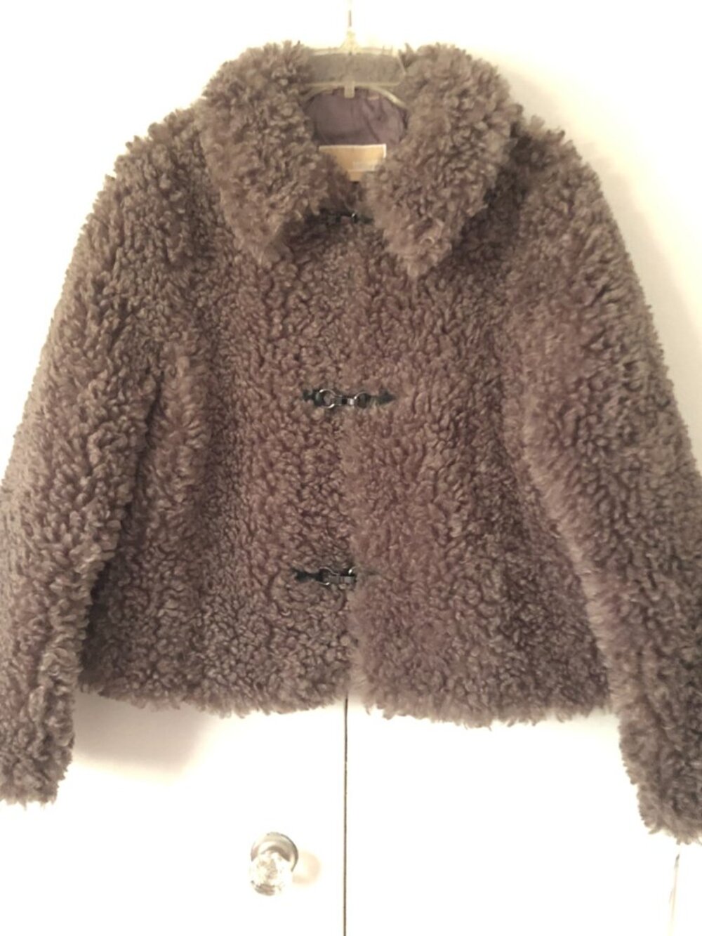 MICHAEL KORS Oversized Teddy Gray Women's Jacket Large